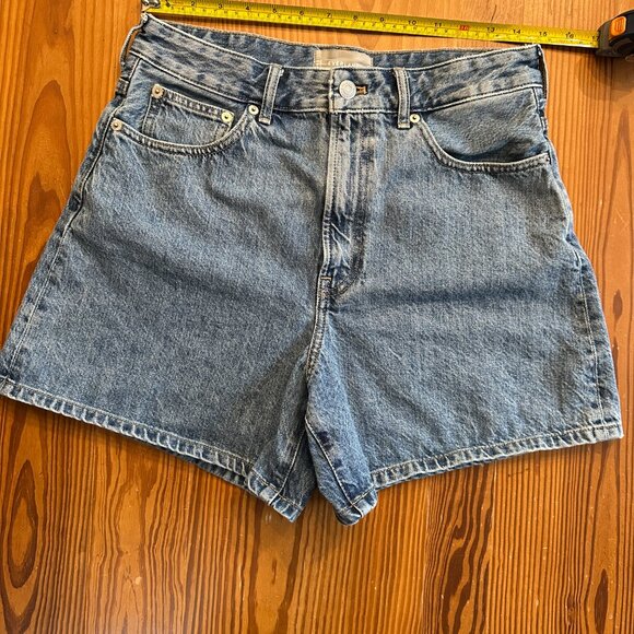 Everlane Blue High Waist Shorts Relaxed Fit - Picture 2 of 4